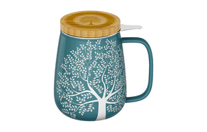 Tasse à thé “Arbre de vie” avec infuseur et couvercle en bambou 500ml
