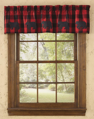 Buffalo Check Bear Applique Lined Valance