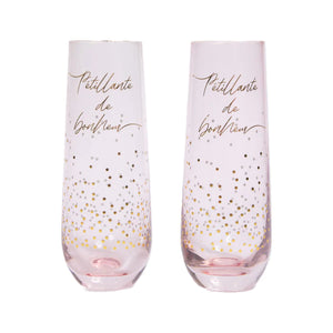 Duo bulles verres rose et or ''Champagne''
